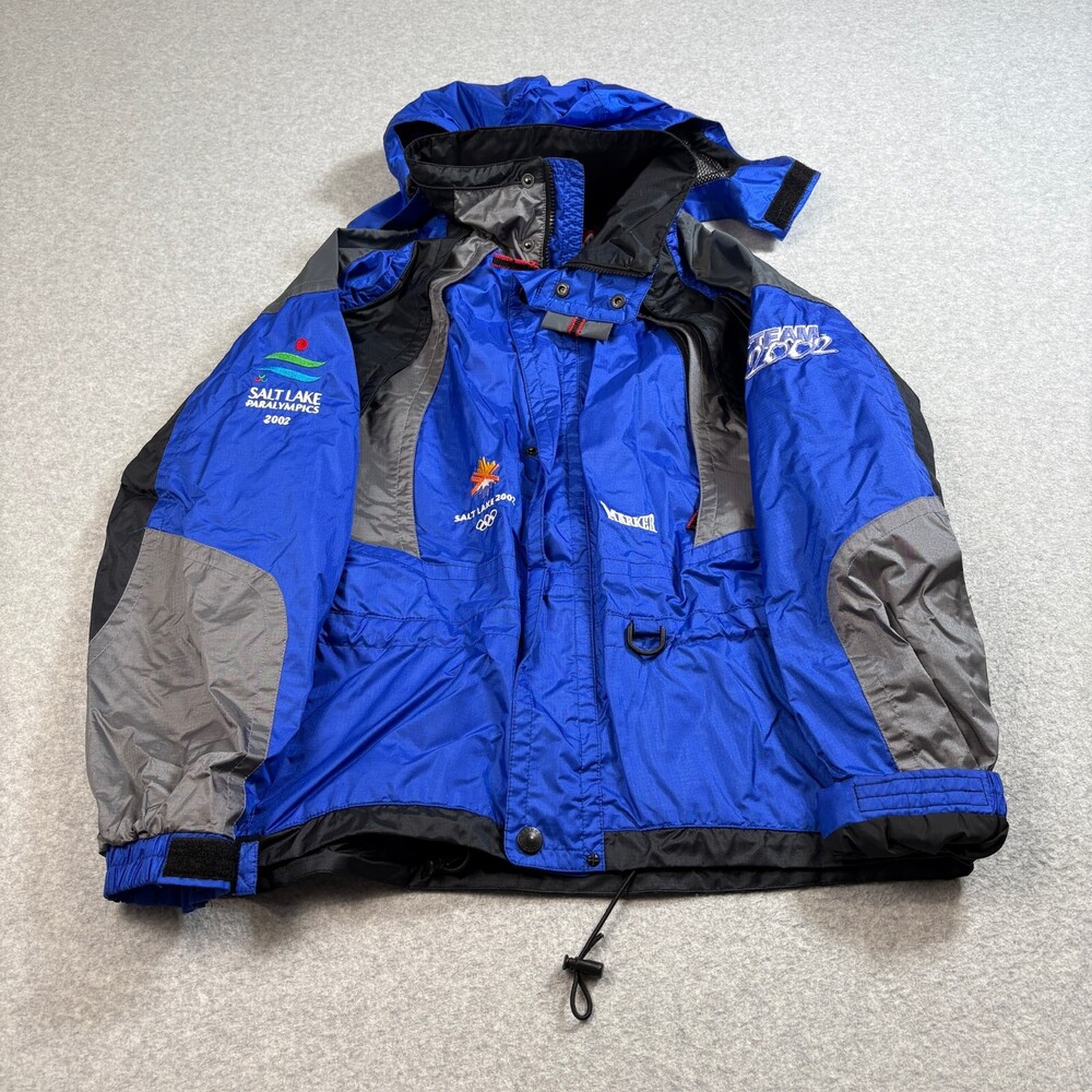 Vintage Marker Salt Lake City Olympics Jacket Men XS Team 2002 Paralympics Blue